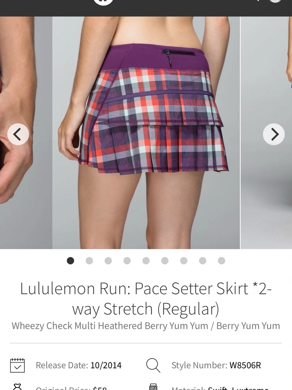 Lululemon athletica Purple Red Checkered Plaid Skirt Size 4
